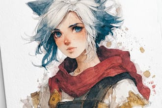 paint character art illustration, watercolor illustration