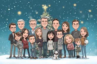 draw awesome cartoon caricature for gift, christmas card