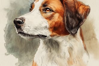 custom modern pet portrait dog portrait cat portrait
