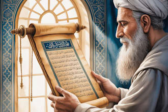 make an illustration for islamic book cover in watercolors