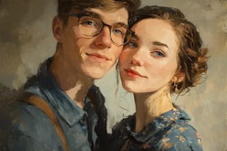 draw a romantic family couple portrait