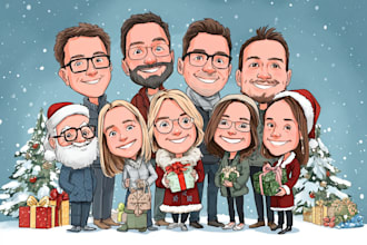 draw awesome cartoon caricature for gift, christmas card