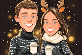 draw christmas cartoon caricature