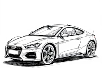 draw black and white car sketch or illustration