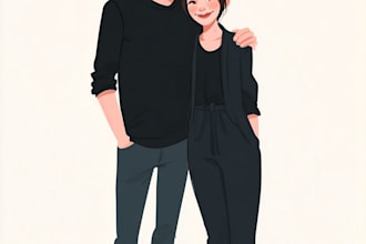 do illustrate a romantic family couple portrait
