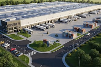 do 3d exterior warehouse design, industrial building, commercial building