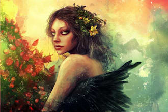 do a fantasy portrait in traditional and digital art
