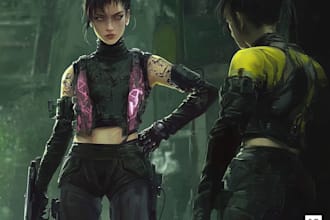 draw cyberpunk character design and scifi illustration