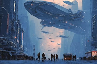illustrate a sci fi spaceship art