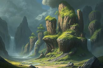 draw environment concept art, fantasy worlds
