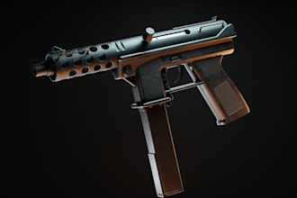 render 3d game asset,realistic gun physics,uv unwrap for video game,pbr texture
