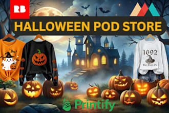create spooky halloween stores, tshirt designs for etsy, shopify and teepublic