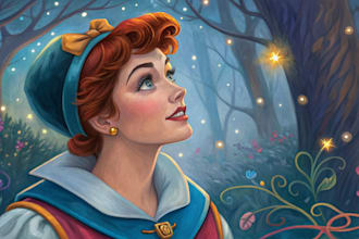 illustrate unique disney portrait painting