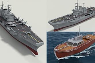 design 3d ship model, 3d yacht, 3d boat model, boat animation, boat design