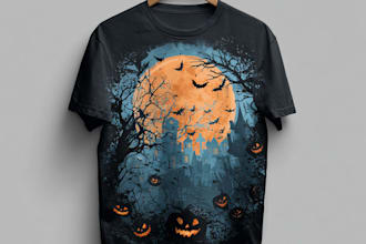 design custom halloween t shirt design for you