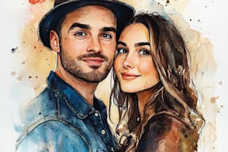 custom watercolor family portrait from photo