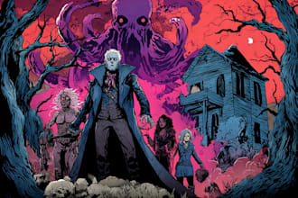 create amazing vintage horror comics artwork illustration