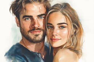 do watercolor family portrait illustration and friendship portrait