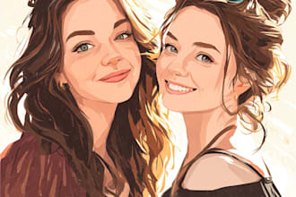 draw a character logo and friendship portrait