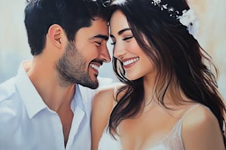 draw couple portrait for wedding illustration
