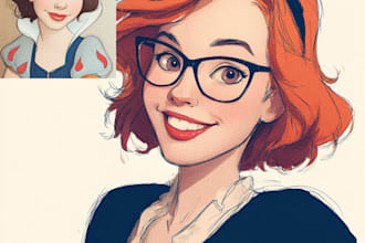 create you a beautiful portrait in disney cartoon style