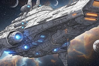 illustrate a sci fi spaceship art