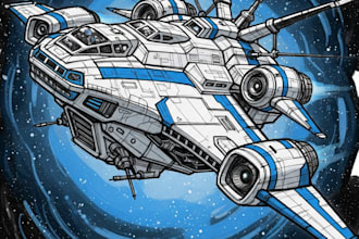 draw a sci fi spaceship art