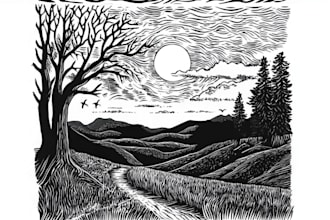 create awesome linocut illustration art