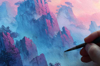 draw a watercolor landscape illustration