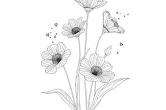 draw botanical and flower one line art illustration