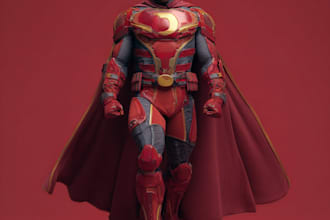 illustrate a strong and powerful superhero character