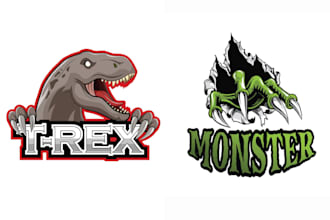 design halloween monster dinosaur logo and vector illustration