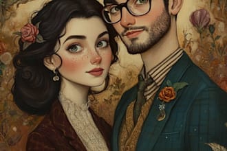 draw couple portrait illustration