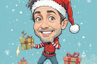 draw christmas cartoon caricature