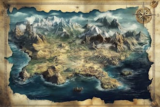 create fantasy map illustration for map