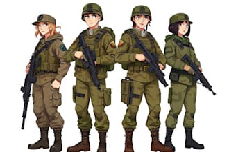 draw military characters or military related illustrations