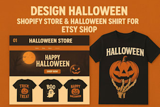 design halloween shopify store, halloween shirt for etsy shop