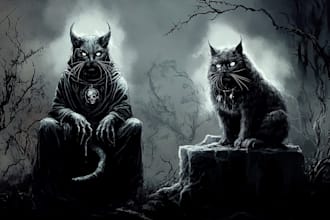 do an dark, brutal, horror, metal art illustration