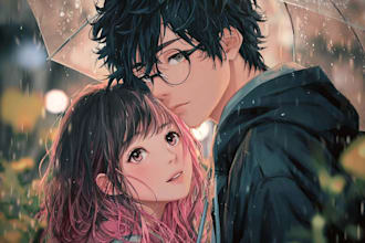 draw you, pets, and couples in the anime style art
