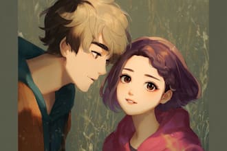 anime artist for custom couple portraits
