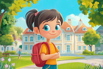 design anime chibi children story book illustration