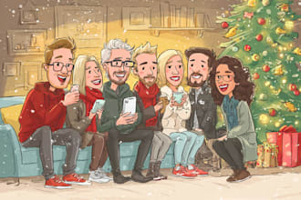 draw awesome cartoon caricature for gift, christmas card
