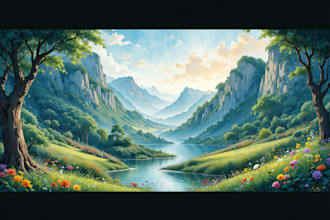 illustrate watercolor environment background art