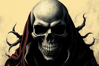 create dark art, horror or skull artworks illustration