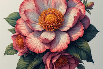 draw botanical illustration of flower illustration