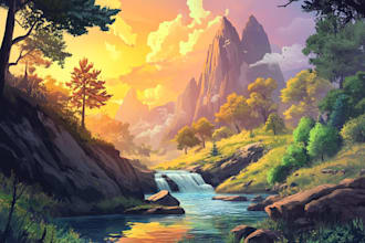 make a  fantasy background, landscape art