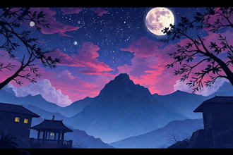 create anime, game ,and visual novel background illustration