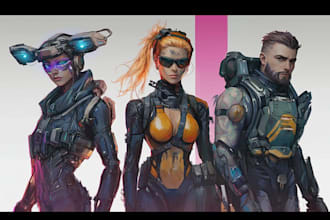 design anime character , cyberpunk character