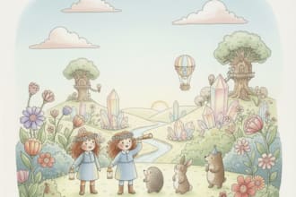 draw playful and magical kids book artwork in watercolor
