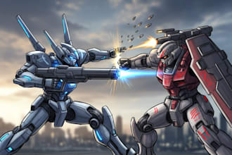 create cyberpunk sci fi robot, mecha character concept art